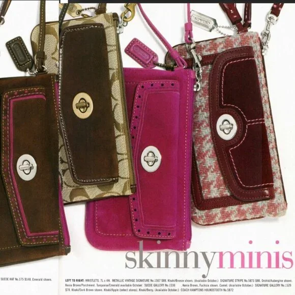 NEW, Vintage Coach Hamptons Houndstooth Skinny Turnlock Wristlet - Picture 3 of 16